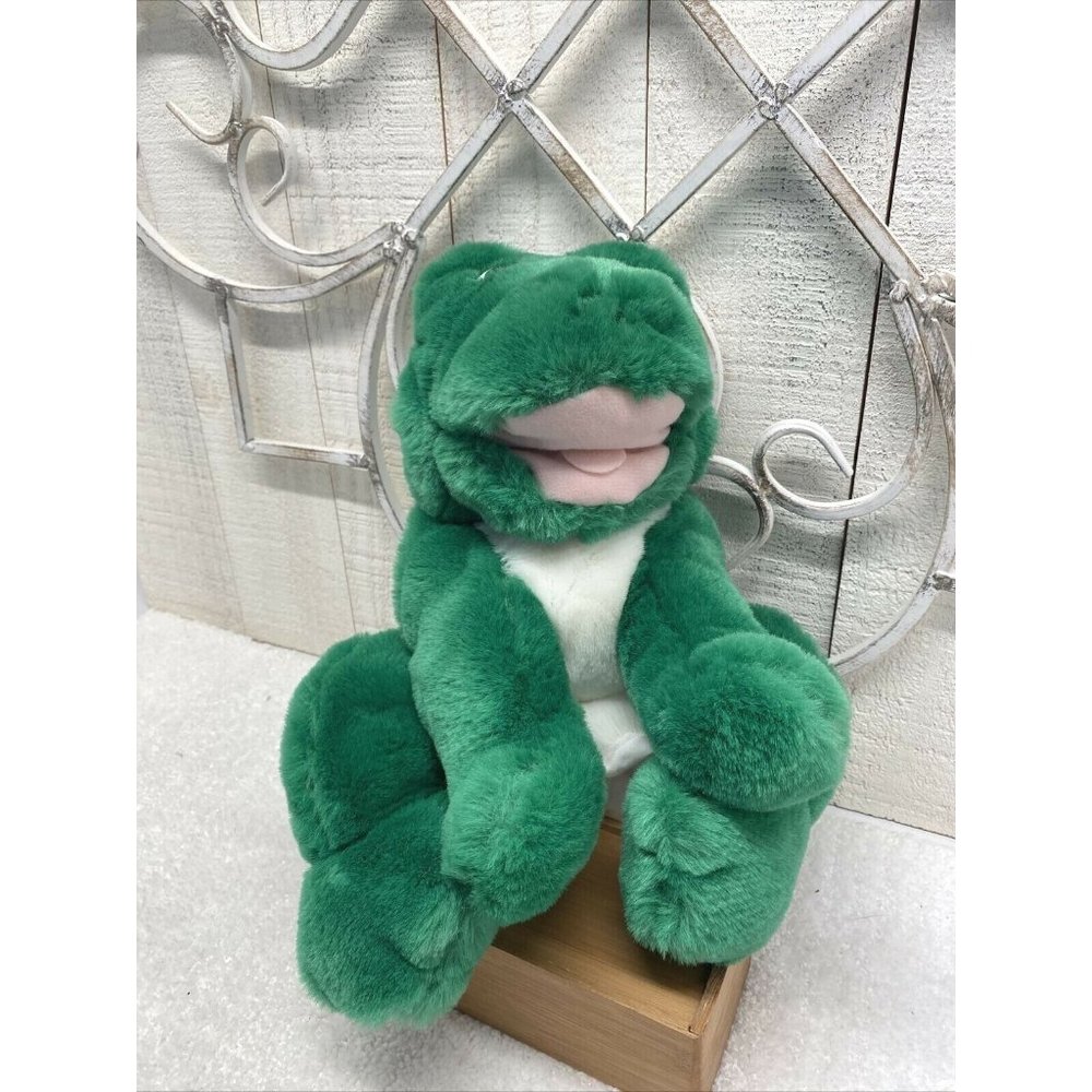Playful Pals Mervyns Frog 12" SOFT Fluffy Plush Hand Puppet Stuffed Toy